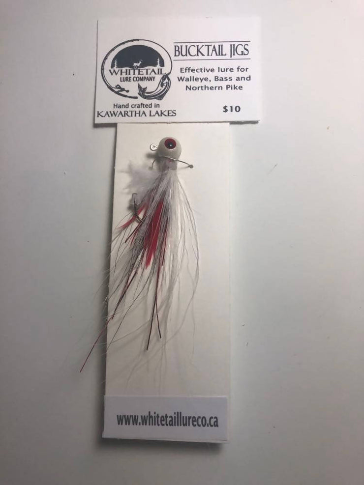 Bucktail Jig 1/4 - 3/4 White - red / red - white