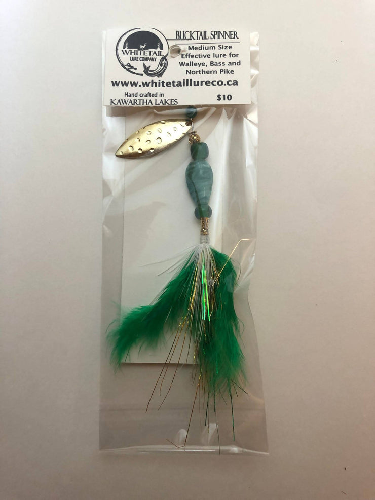 Bucktail Spinner Medium Green/ Gold SM034