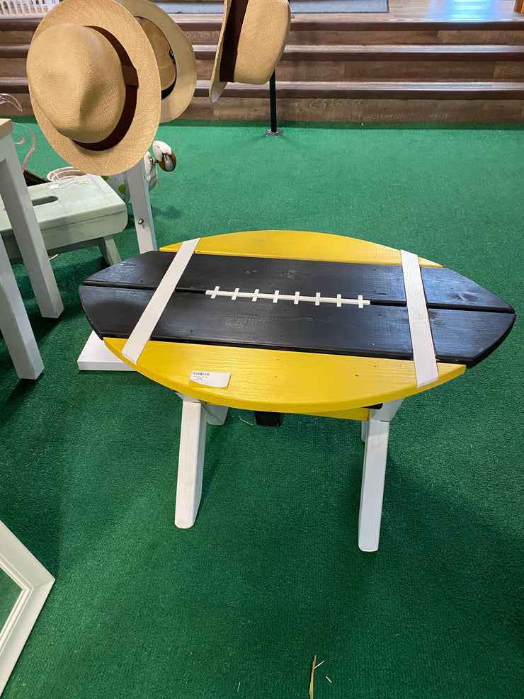 Painted Wooden Football Handcrafted Cedar Table