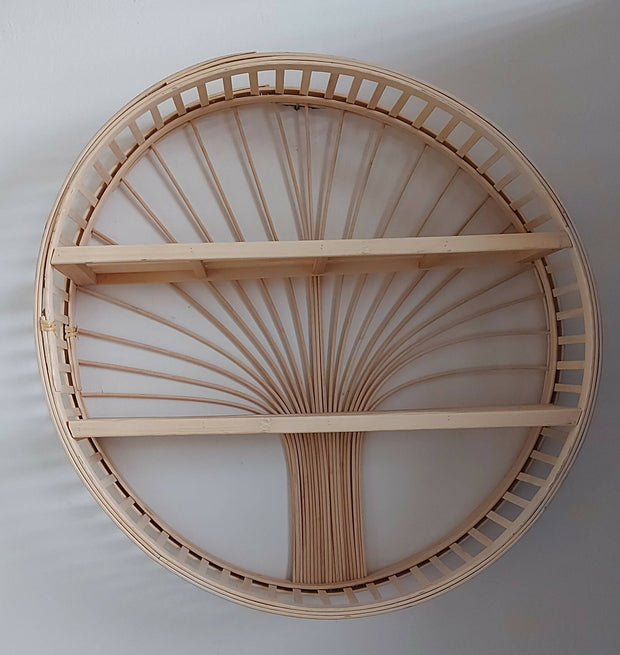 Circle Bamboo Wood Accent Shelf